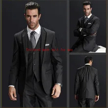Изготовленный На Заказ тонкий крой боковой щелевой заостренный лацкан темно-серый Модный смокинг жениха мужской костюм s мужской деловой мужской костюм(куртка+ брюки+ жилет+ галстук