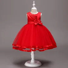 Платье с бантом плиссированная юбка-американка платье принцессы с лентой, расшитое вручную платье для свадьбы, дня рождения, свадебной вечеринки для девочек K1-A389