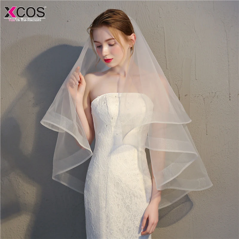 Simple Two Layers Short Tulle White Wedding Veils 2019 Ivory Bridal Veil for Bride Mariage Accessories Comb | Свадьбы и торжества