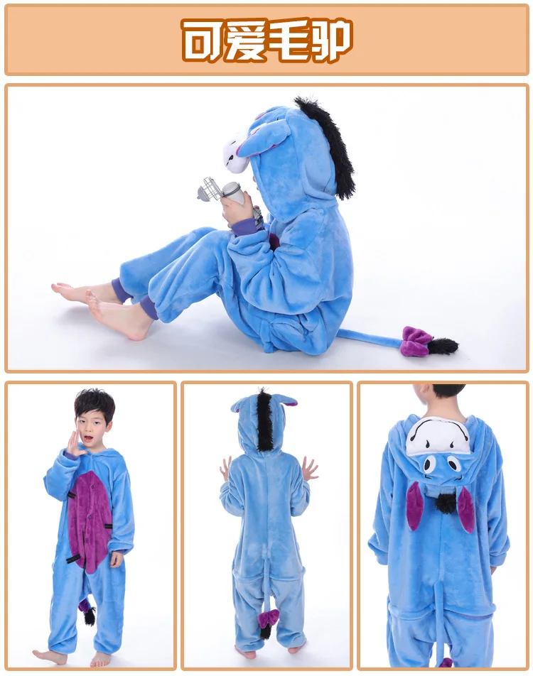 Baby Boys Girls Pajamas Autumn Winter Children Flannel Warm animal penguin Stitch panda Onesie Sleepwear Pajamas for 3 5 7 9 12Y