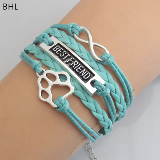 Draop Shipping Dog Gift Infinity Paw Bracelet Handmade Multilayer Draop Shipping Dog Gift Infinity Paw Bracelet Handmade Multilayer Bear Bracelets Charm Animal