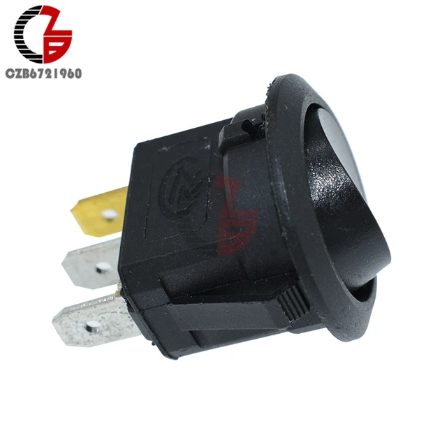 Interruptor de 3 pines para coche, 5 uds., ca 125V 250V, punto redondo, rojo, verde, azul, amarillo, luz LED, interruptor de botón Interruptor de 3 pines para coche, 5 uds., ca 125V 250V, punto redondo, rojo, verde, azul, amarillo, luz LED, interruptor de botón