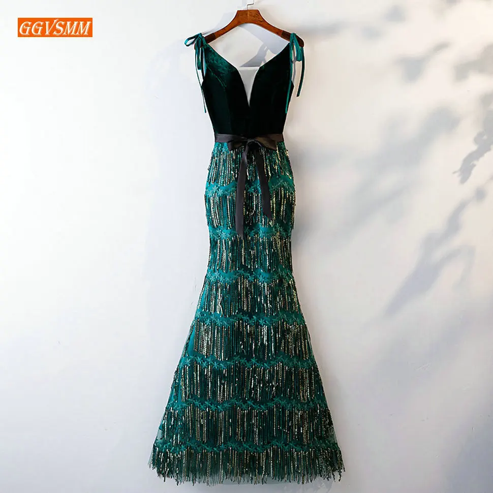 

Luxury Peacock blue Mermaid Formal Dress Women Elegant Evening Gown 2019 Special Occasion Long Dresses Evening Sequined Banquet