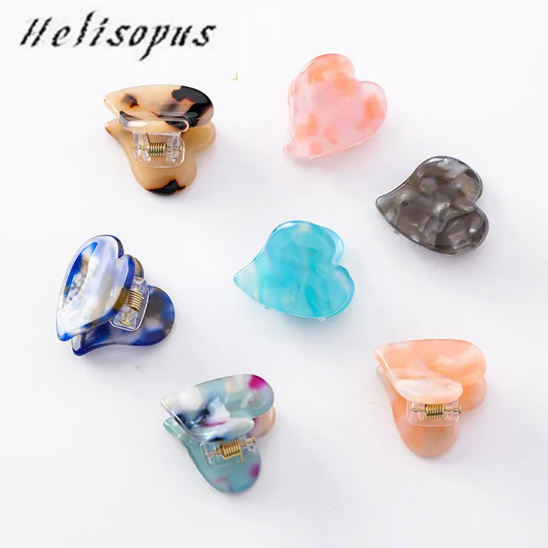 

Helisopus 2019 New Women Sweet Love Shape Hair Claws Solid Color Mini Hairpin Bangs Clip Hairpin Hairpin Girls Hair Accessories