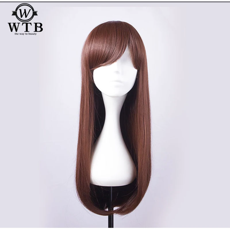 

WTB Long Straight Cosplay Wig D.Va cosplay wig OW 0verwatch Synthetic Game cowtume play wigs Halloween costumes hair