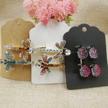 

2017 New White Hair Clip Card1LOT =100card+100opp bags Jewelry Display Card Custom Logo Will Cost Extra Kraft Hair Band Card