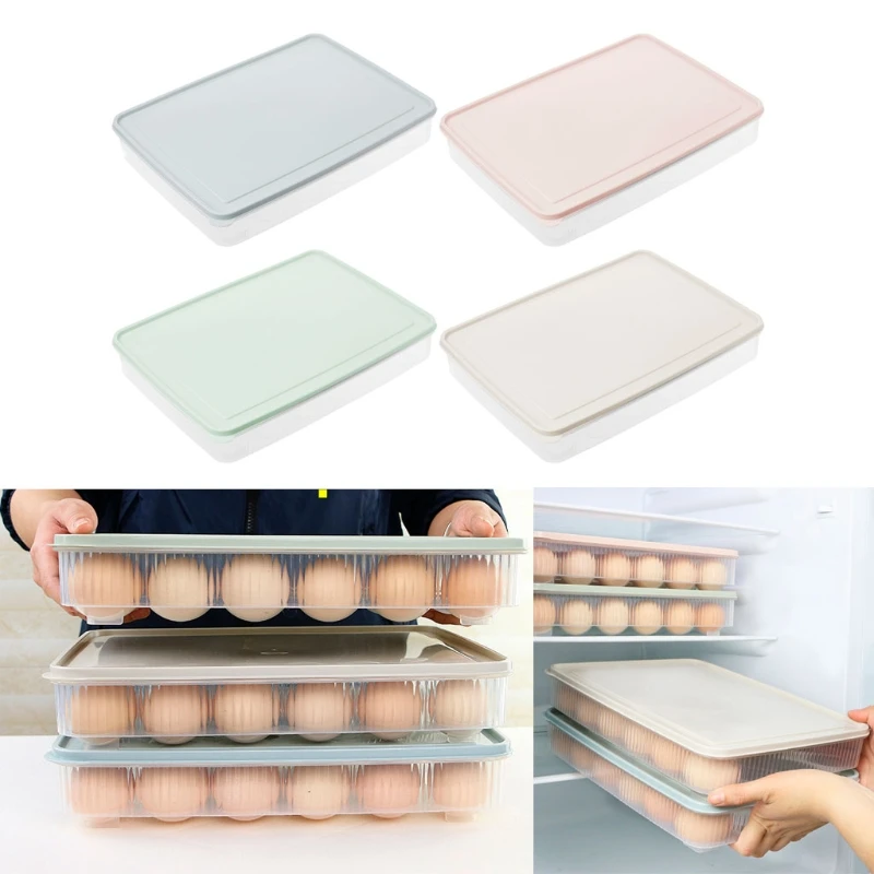 

24 Grids Plastic Egg Box Large Capacity Fridge Storage Food Container Organizer