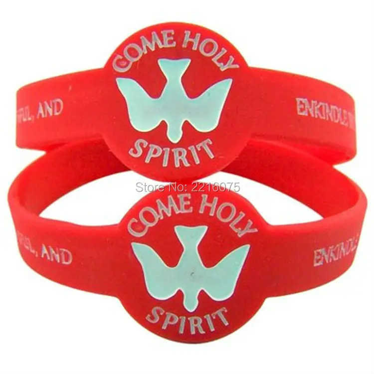 300pcs Come Holy Spirit fill the hearts silicone wristband rubber