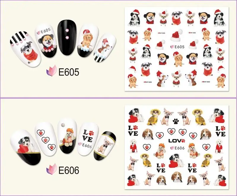 

YA LI 187style NAIL ART 3D SIMULATION BACK ADHESIVE NAIL STICKER CARTOON ANIMAL PET DOG flamingo, mouse bear,wholesale