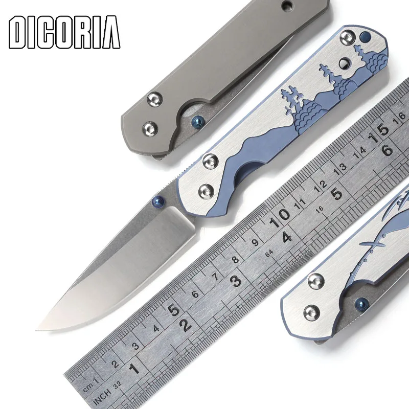 

DICORIA small sebenza 21 folding knife D2 blade titanium pattern handle utility camping hunting survival pocket knives EDC tools