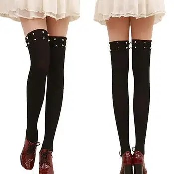 

Women's Punk Rock Rivets Studs Mock Over the Knee Stockings Pantyhose