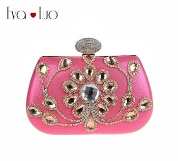 

A057 DHL Fast Shipping Fuchsia Crystal Evening Bags Clutch Bag Women Clutches Lady Wedding bag Handbags Purse