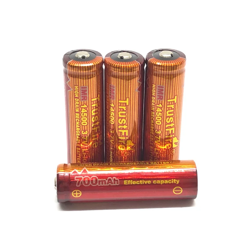 

8pcs/lot Trustfire IMR 14500 3.7V 700mAh Lithium High Drain Rechargeable Battery Batteries For Led flashlights Torch