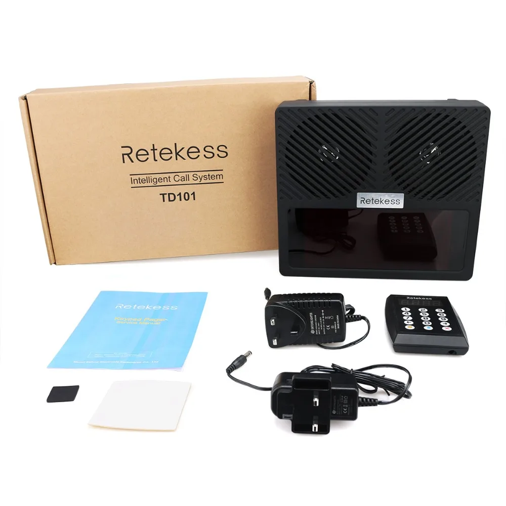 RETEKESS TD101 ресторанная клавиатура пейджер 433 МГц Беспроводная система подкачки вызовов с громкоговорителем светодиодный дисплей для банковского больничного отделения