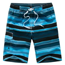 Новые модные полосатые мужские пляжные шорты Свободные быстросохнущие купальники мужские бермуды