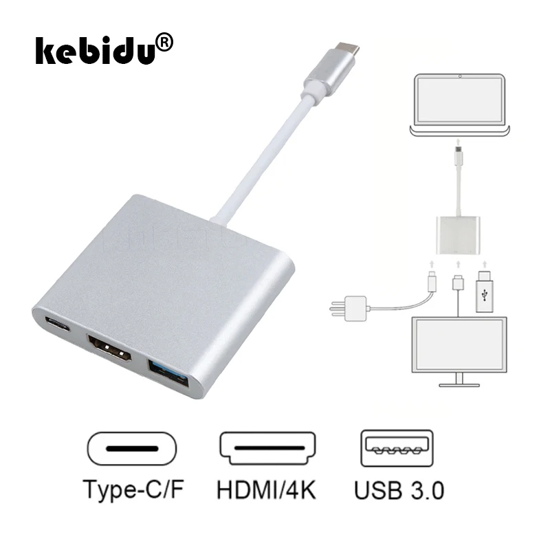Kebidu Тип C к HDMI USB 3 0 зарядный адаптер конвертер 1 Hub для Mac MacBook Air Pro Huawei Mate10 Samsung S8