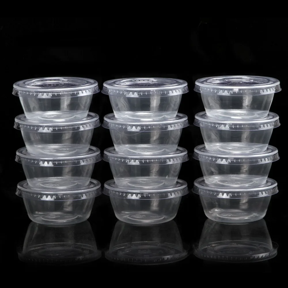 50 шт одноразовые пластиковые стаканчики с крышками, пудинг, уксус для приправ, коробки для суши, соуса, домашние, вечерние, одноразовые, посуда для вечеринок