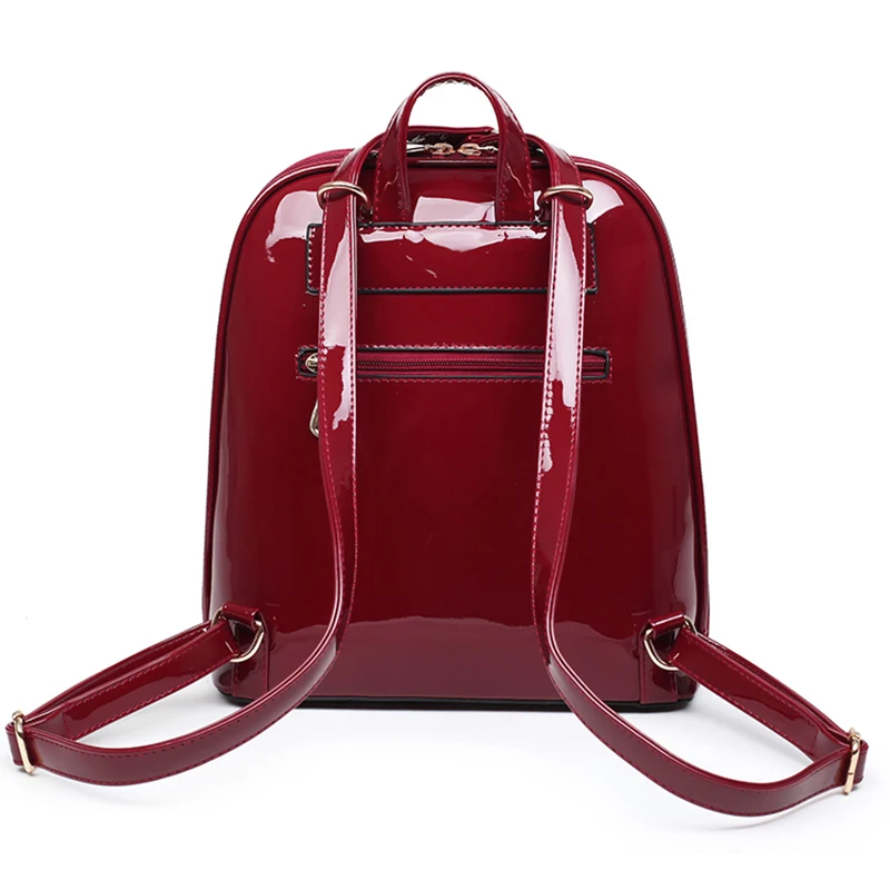 red patent leather backpack