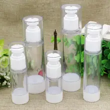 Пустой прозрачный безвоздушного насоса косметические бутылки 15/30/50/80/100 мл Путешествия Мини Крем-лосьон бутылочки вакуум туалетные принадлежности контейнер