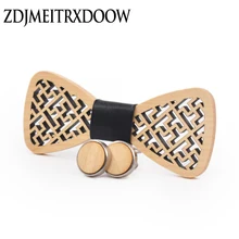 Дизайн геометрический резные деревянные Запонки галстук комплект рубашка запонки галстук костюм деревянный посылка галстуки для мужчин stropdas