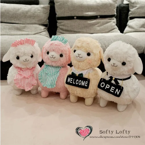 Free shipping Alpaca plush toys 45cm maid Style 1pc Retail kasso cute warm stuffed animals cafe coffee shop opening gifts