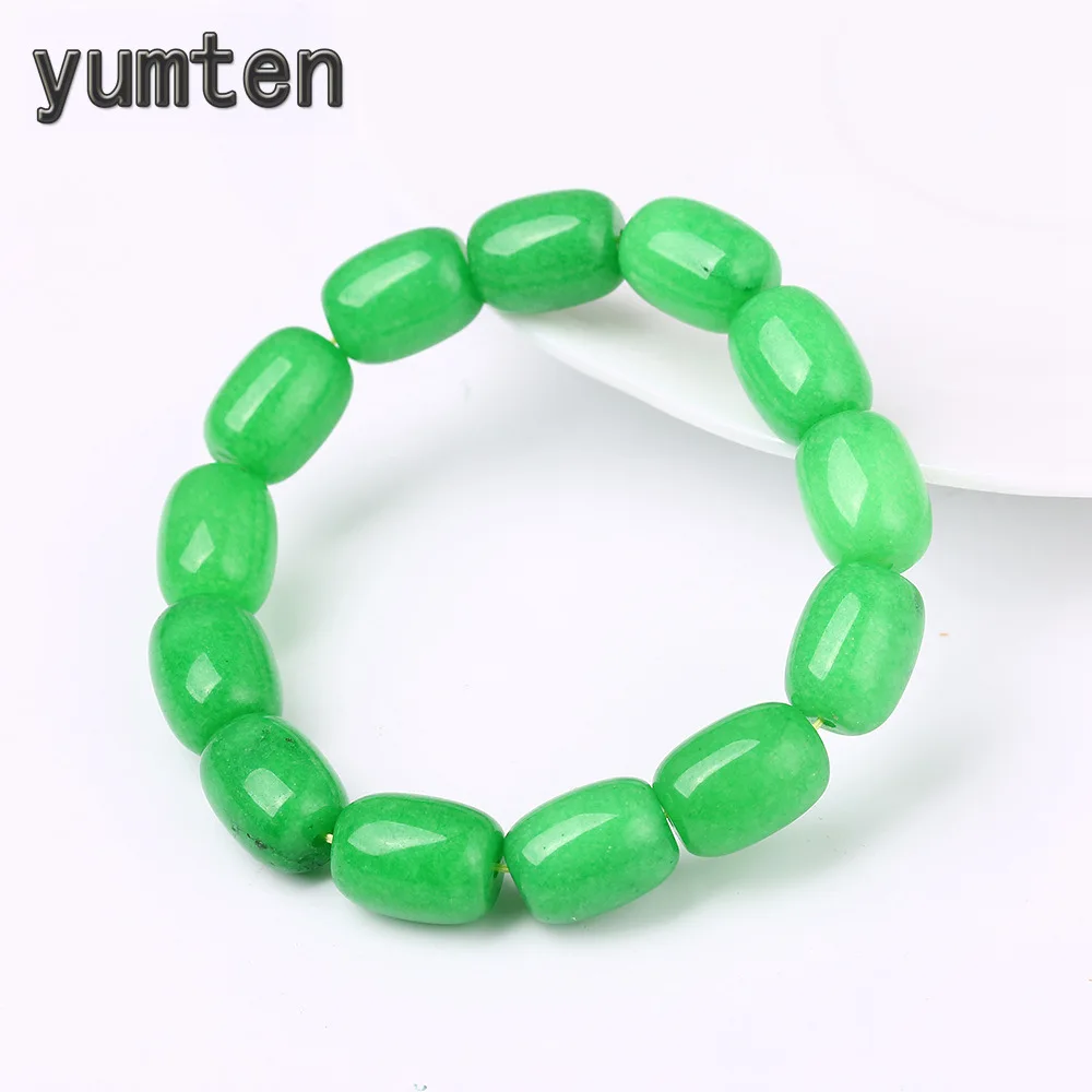 

YUMTEN Natural Green Jade Stone Unisex Stretch Bracelet Health Bucket Beads Bracelets Bayan Amber Bileklik Ornaments Fit Jewelry