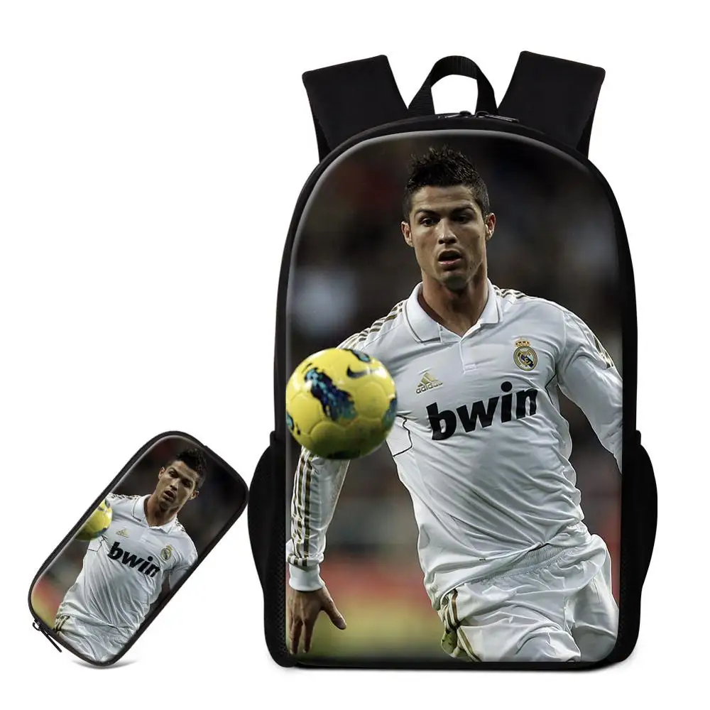 

Cristiano Ronaldo School Bags With Pencil Case Bag Set For Primary Bookbag CR Footballs Backpack For Boys 16 Inch Big Schoolbags