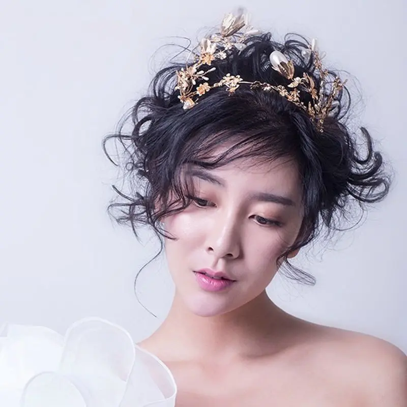 

The bride headdress flower pearl crown Baroque Korean wedding dress wedding jewelry accessories hair ornaments
