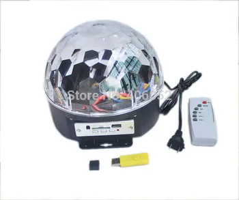 

6*3W Digital LED RGB MP3 Crystal Magic Ball Effect Light Music Disco DJ party Stage Lighting + U Disk Remote Control lamp