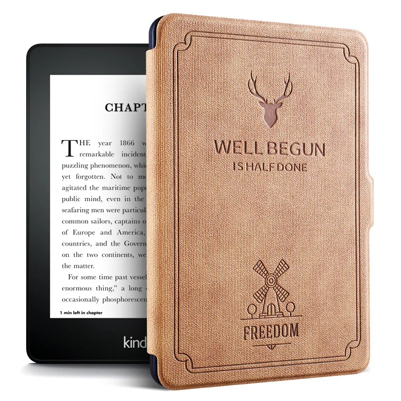 Чехол из искусственной кожи для kindle paperwhite 4 2018 с рисунком оленя силиконовая