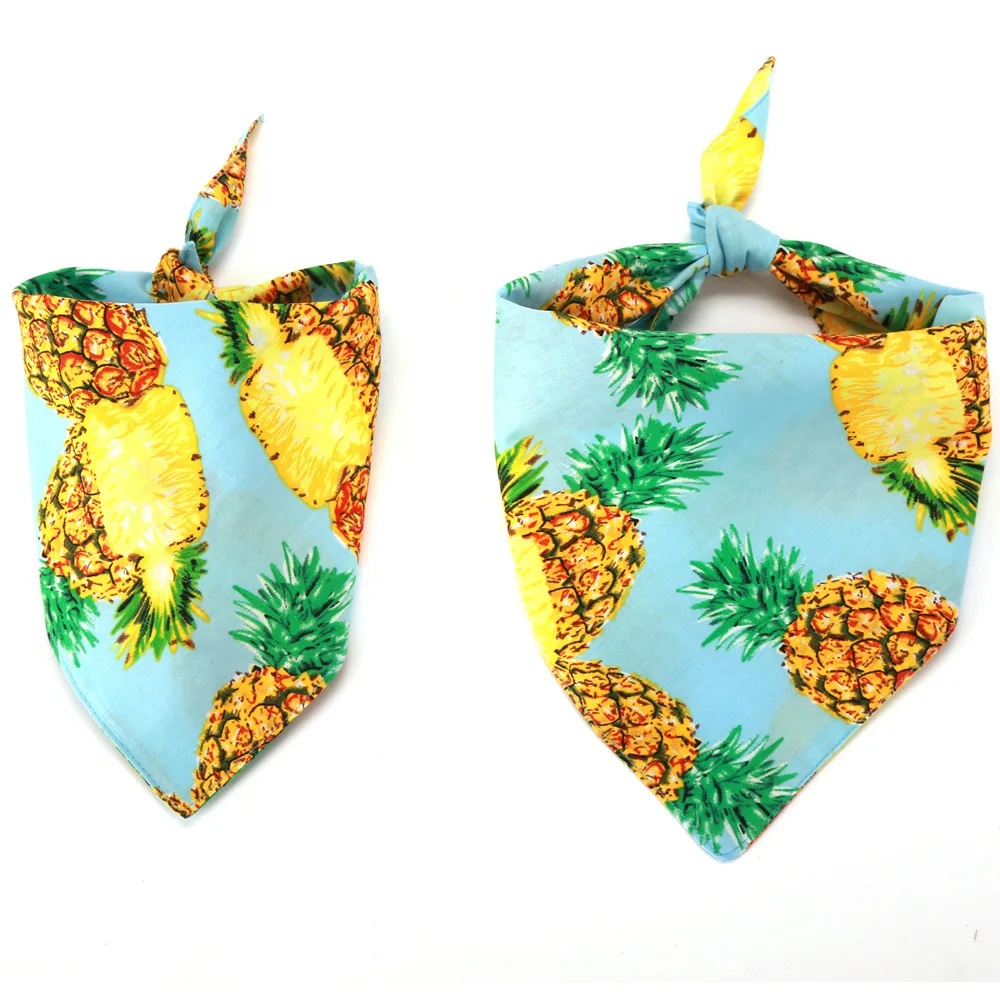 Dog Bandanas Scarf Bow ties Collar Cotton Pineapple Washable Pet Bandanas Bibs Cat Dog Scarf Dog Accessories S M