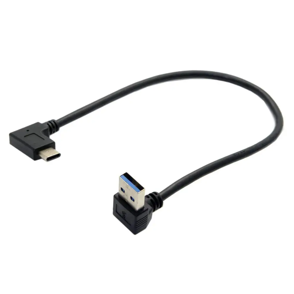 Cablecc 90D под углом мужчина к Реверсивный USB 3,1 USB-C Угловой кабель для передачи данных ноутбука