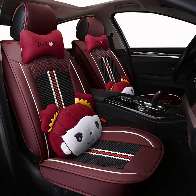 (Front+Rear)Universal leather ice silk auto car seat cover for Renault