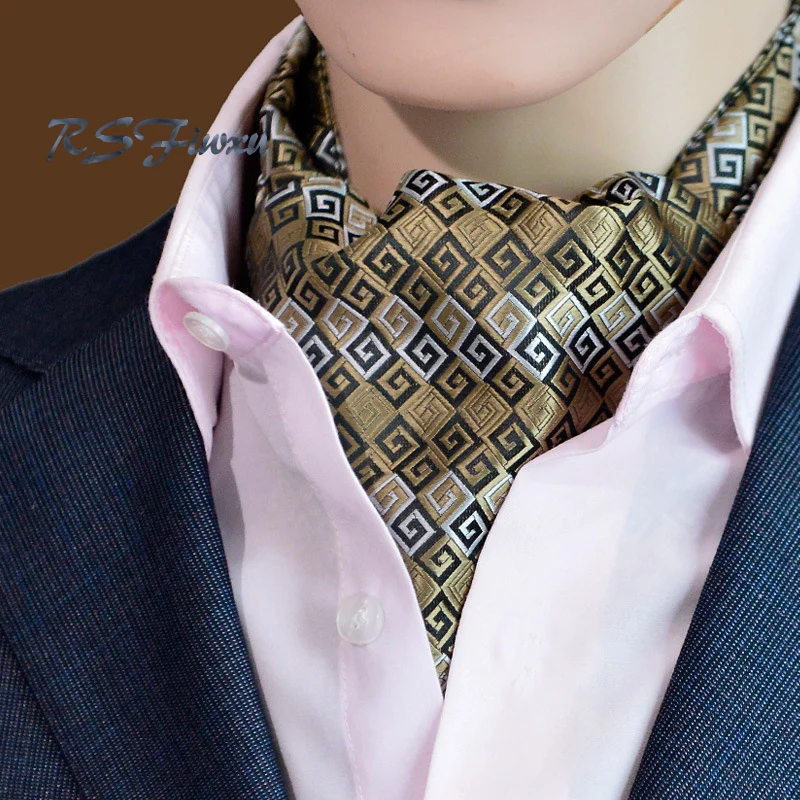 Free Shipping Pattern Black Silver Khaki Woven Tie Fashion Men Long