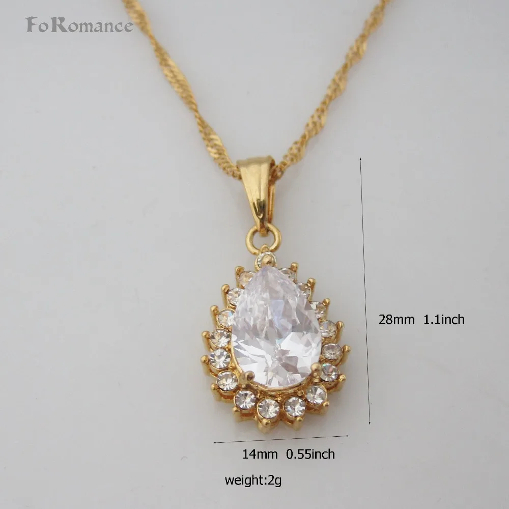 

ORDER 10$ SHIP WITH TRACKING/- YELLOW GOLD GP 18" NECKLACE& SHINNING ZIRCON STONE BLACK/GREEN/CLEAR/BLUE WATER DROP PENDANT