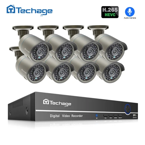 Techage 8CH 1080P 48V система NVR 2MP h.265 аудио запись POE камера комплект Открытый P2P ИК CCTV видеонаблюдения Домашняя безопасность видео набор - Цвет: 8CH NVR 8 Cameras