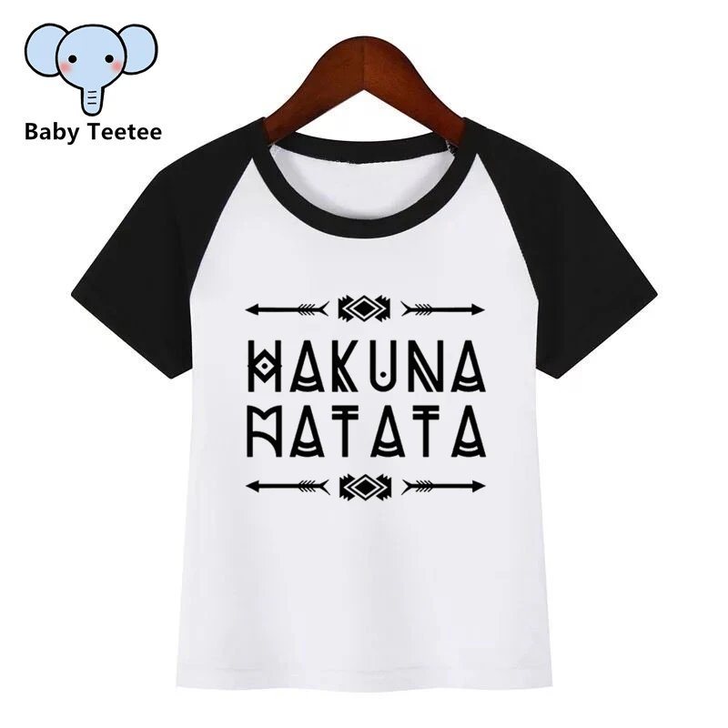 Hakuna Matata/футболки с принтом «сделай сам»; хлопковые топы для мальчиков и девочек; модная детская футболка