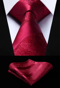 

Party Wedding Classic Fashion Pocket Square Tie Woven Men Burgundy Tie Paisley Necktie Handkerchief Set#TP804U8S