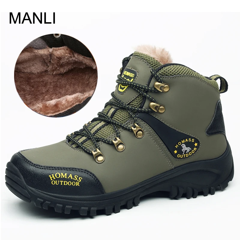 

MANLI Hiking Shoes Man Mountain Boots Climbing Waterproof Tactical Outdoor Winter Fishing 2018 Ankle Boots Climbing Sneakers
