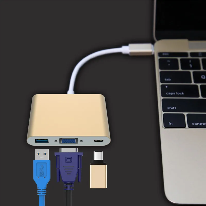 USB C концентратор type C к VGA USB 3,0 разветвитель USB-C зарядки видео конвертер концентратор адаптер кабель для Macbook Pro Google USB-C концентратор