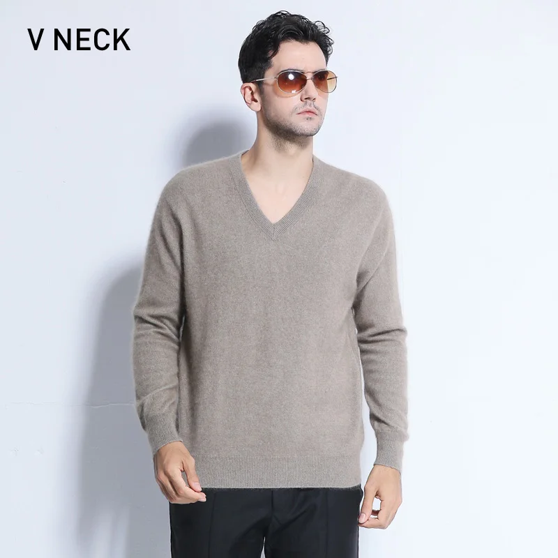 Распродажа, Зимний брендовый мужской свитер с высоким круглым вырезом, 100 норковый кашемировый свитер, пуловер с высоким воротником, мужской Рождественский свитер - Цвет: V Camel