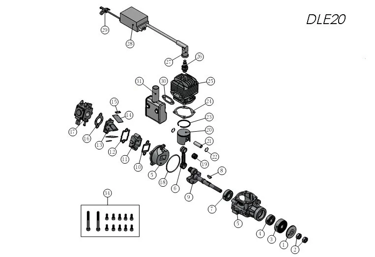DLE бензиновый двигатель DLE20 для 20cc RC модель самолета по всему миру