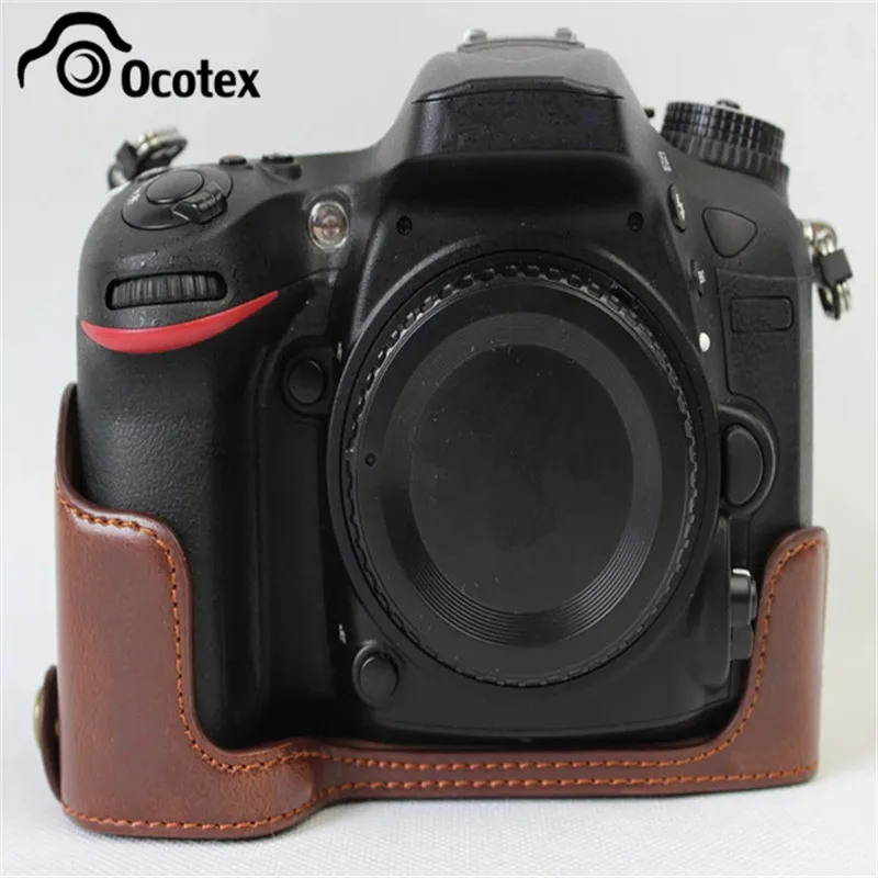 Ocotex PU кожаный чехол для камеры наполовину Nikon D7200 D7100 сумка корпус цвет черный
