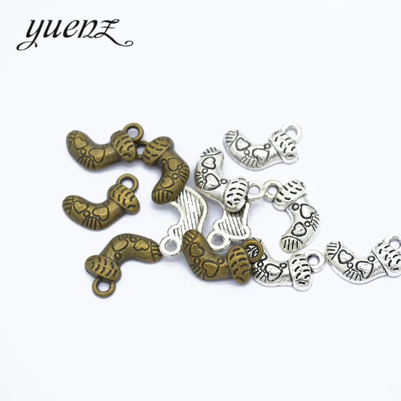 

YuenZ 30 pcs Antique Silver Christmas socks Charms Metal Pendant Diy Bracelet Necklace Jewelry Making 14*10mm N143