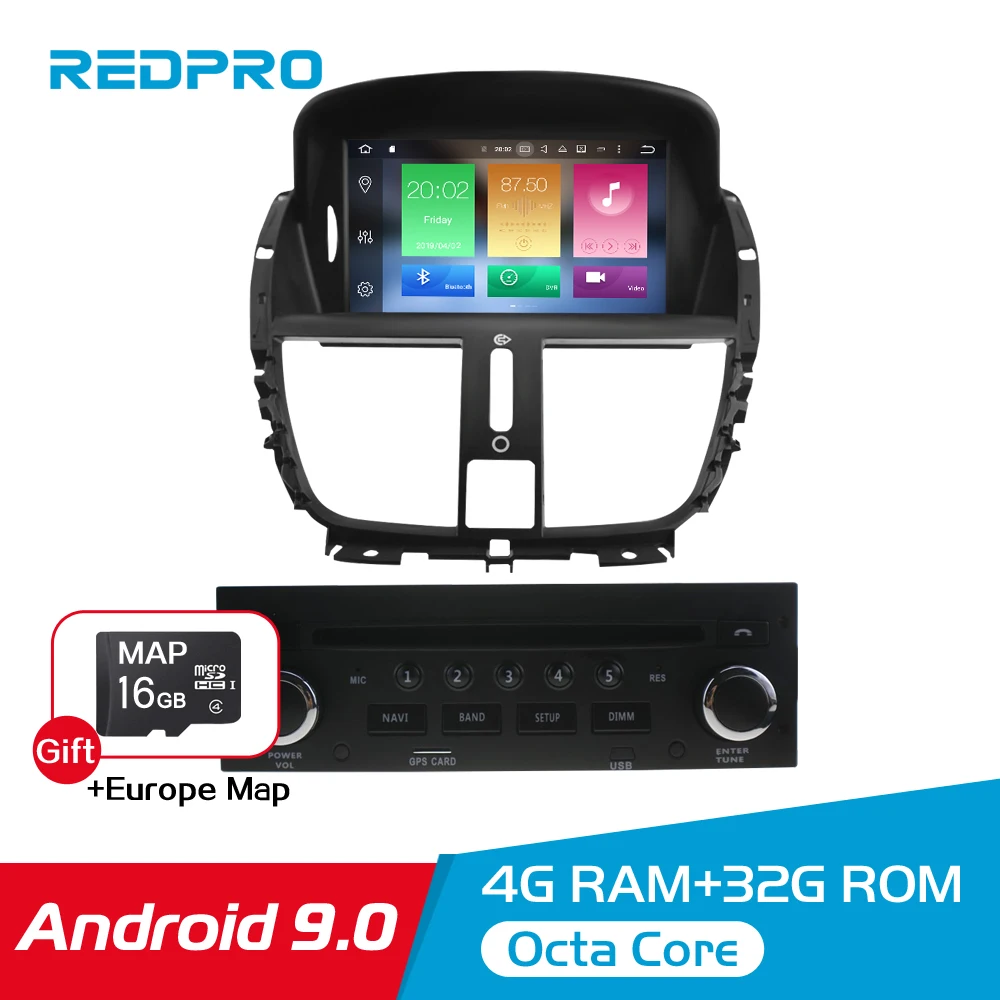 

7" IPS Android 9.0 Car DVD Radio GPS Player For Peugeot 207 2008-2014 Auto Audio Video Navigation Stereo Bluetooth FM Multimedia