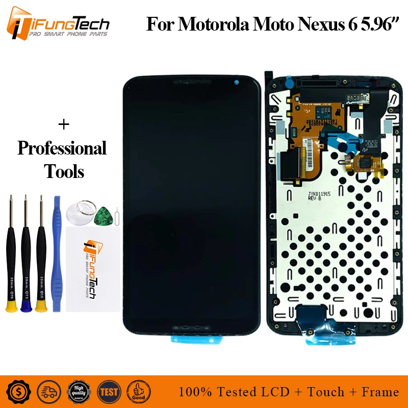 

10PCS Free Shipping Tested AMOLED LCD For Moto Google Nexus 6 LCD for XT1100 XT1103 Display LCD Screen Touch Digitizer Assembly