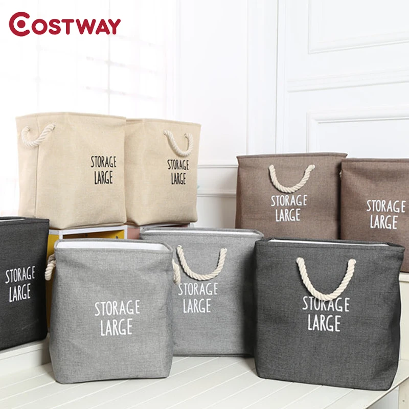 

Linen Desktop Storage Basket Sundries Underwear Toy Storage Box Cosmetic Book Organizer Stationery Container Laundry Basket