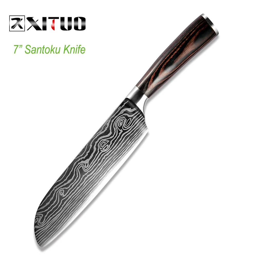 XITUO 5 шт. Messenset Pakka кухонные ножи японский дамасский стальной нож шеф-повара Santoku для очистки овощей Santoku инструмент для нарезки