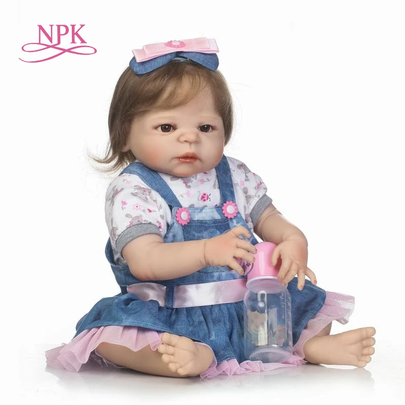

NPK 22"55cm Bebes reborn full silicone reborn baby girl dolls toys child bathe toys bonecas Girl's Birthday Christmas Gift