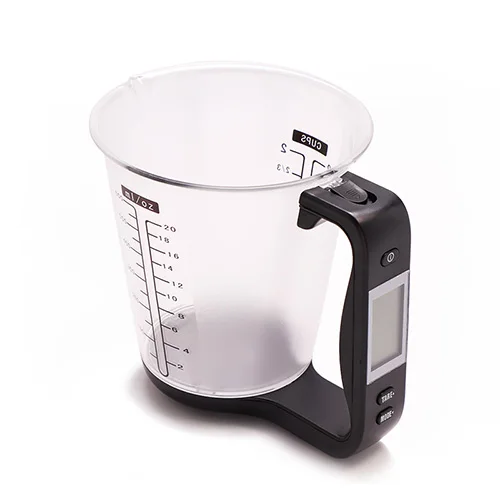 Hostweigh мерный стаканчик Кухня цифровые весы стакан весы электронные инструмент весы с температура дисплея LCD измерительные чашечки - Цвет: Black